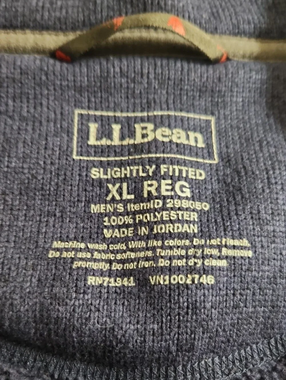 L.L. Bean Men's Navy Fleece Snap-Placket Pullover with Gray Trim